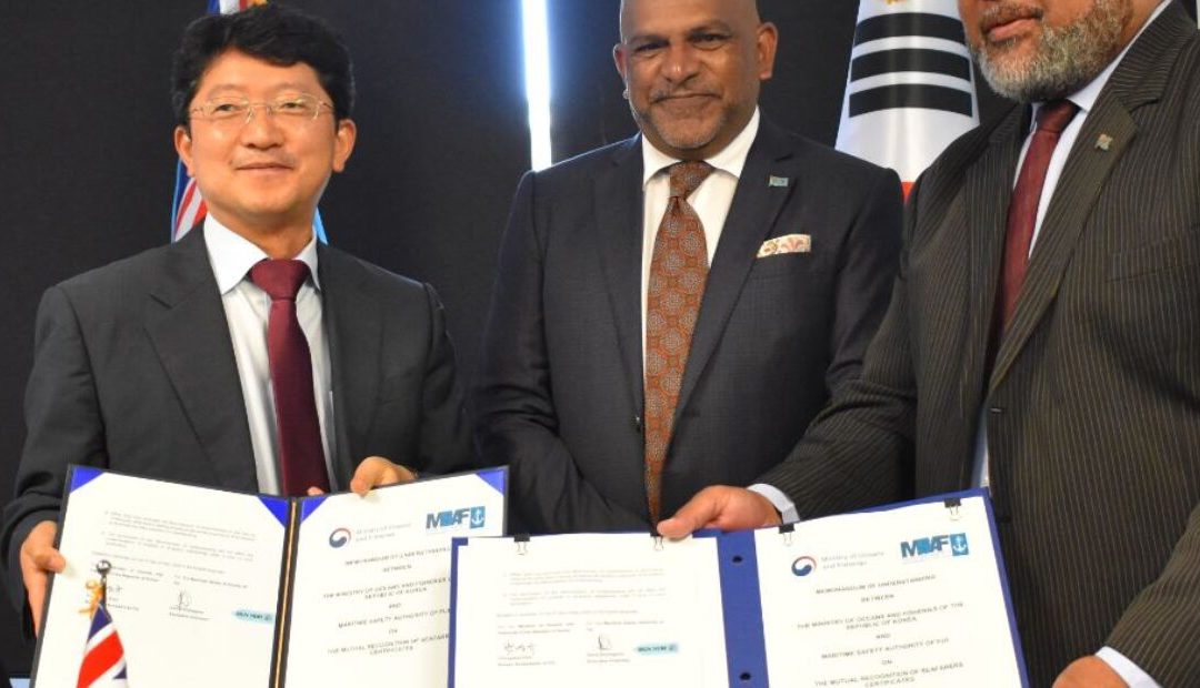STATEMENT BY THE MINISTER FOR COMMERCE, TRADE, TOURISM AND TRANSPORT, HON. FAIYAZ SIDDIQ KOYA THE MOU SIGNING CEREMONY ON THE MUTUAL RECOGNITION OF SEAFARERS CERTIFICATES BETWEEN THE MINISTRY OF OCEANS AND FISHERIES OF KOREA AND THE MARITIME SAFETY AUTHORITY OF FIJI (MSAF) MSAF HEADQUARTERS IN SUVA
